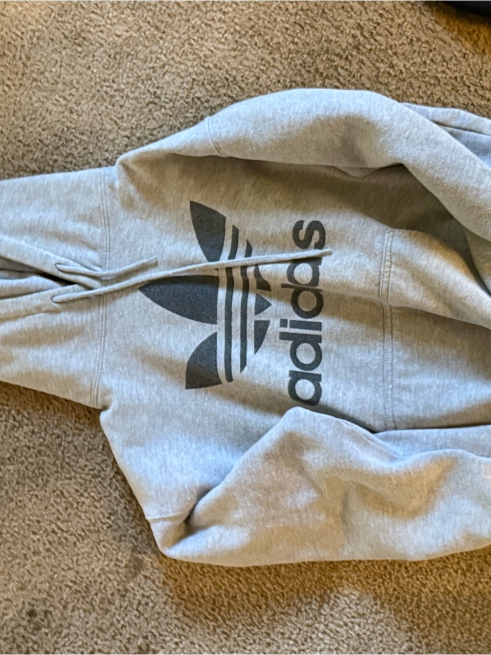 adidas Men's Light Gray Zip-Up Hoodie with Black Trefoil